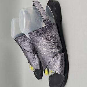 Emanuele crasto • Made in Italy Flat Sandal in metallic gray blue Women 40